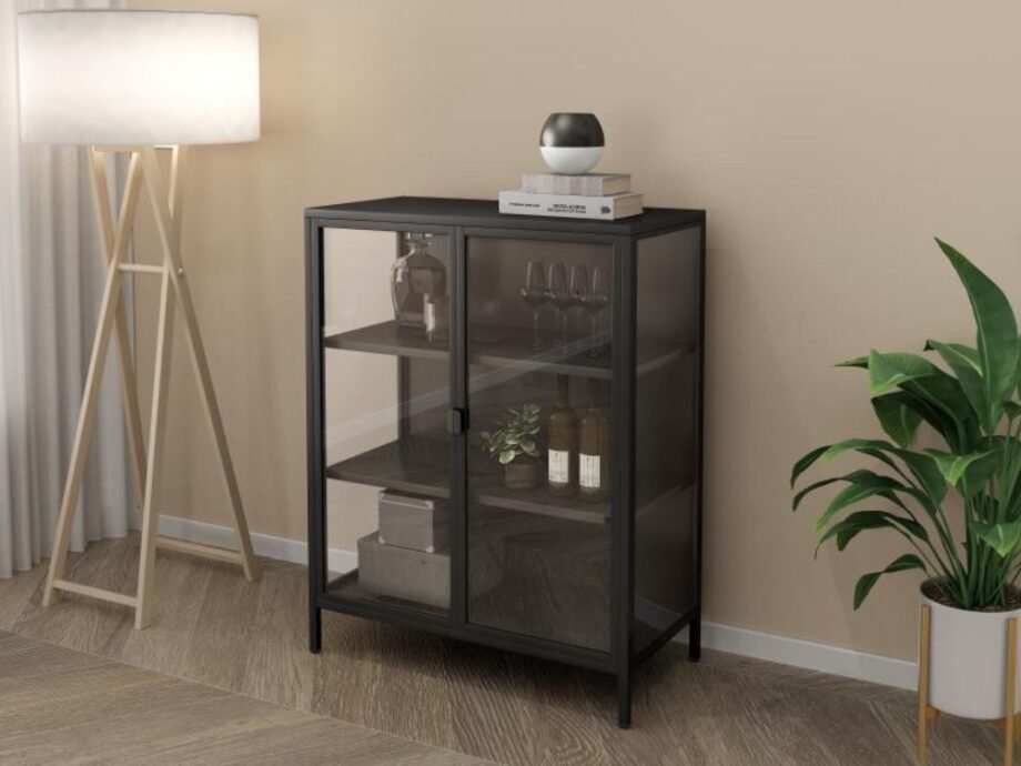 Glass-door cabinet, 80x37x120 cm
